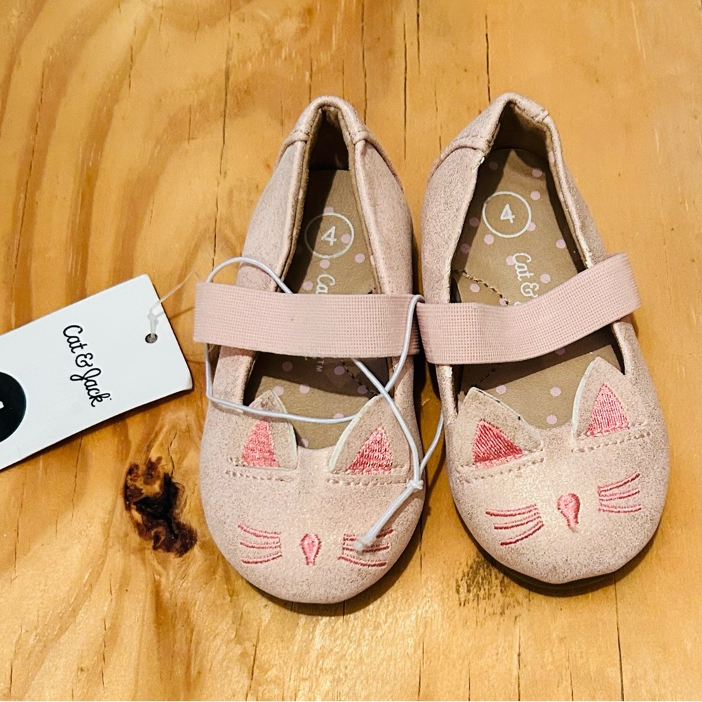 Cat & Jack Blush Cat Face Dress Shoes